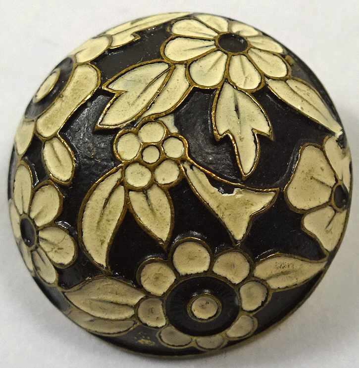 Domed metal, painted with white flowers