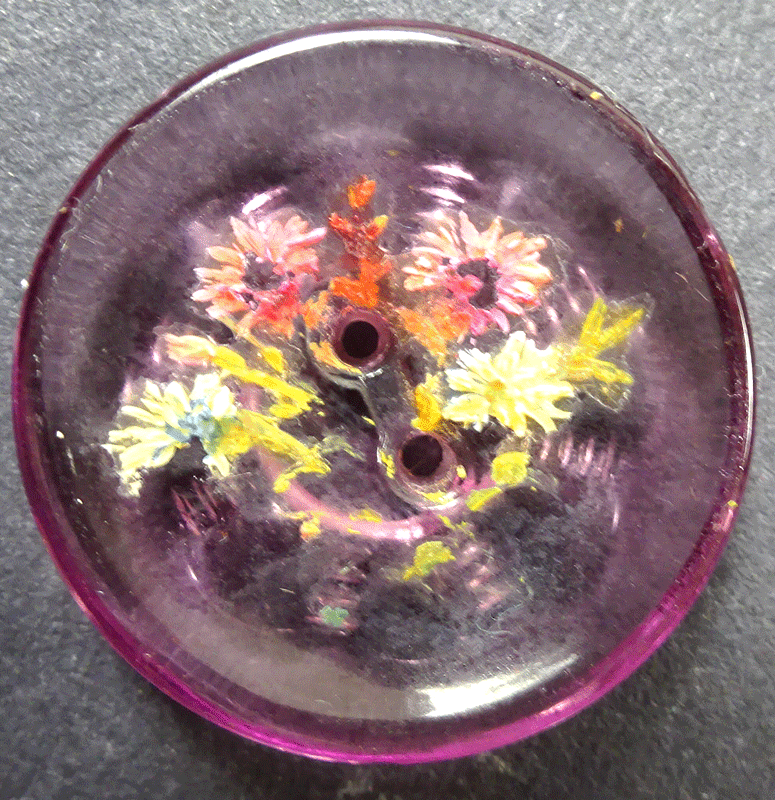 Purple glass painted with flowers