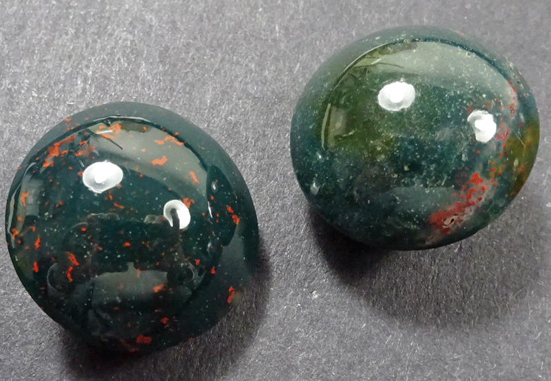 Pair of dark green moss agate studs