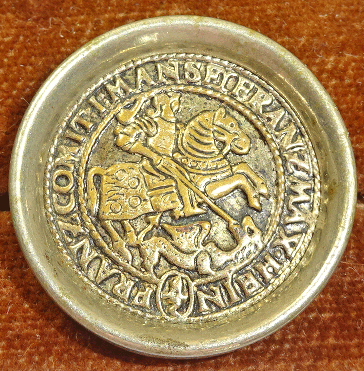 Coin-like button, St George, deep sides
