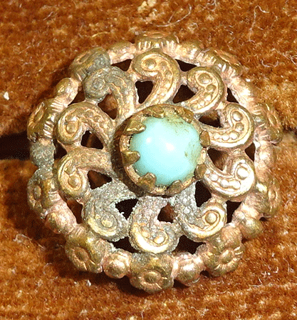 Small pierced metal with turquoise