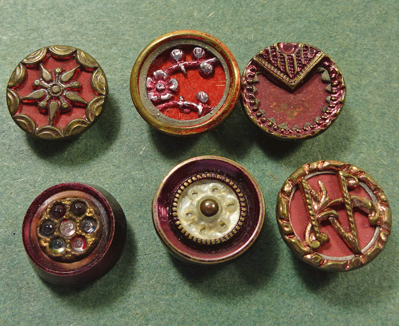 Set of 6 Austrian tinies, shades of red