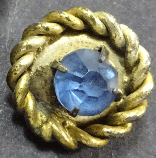 Small metal with blue paste and rope rim