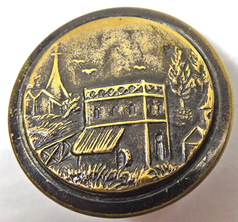 Tinted brass architectural scene