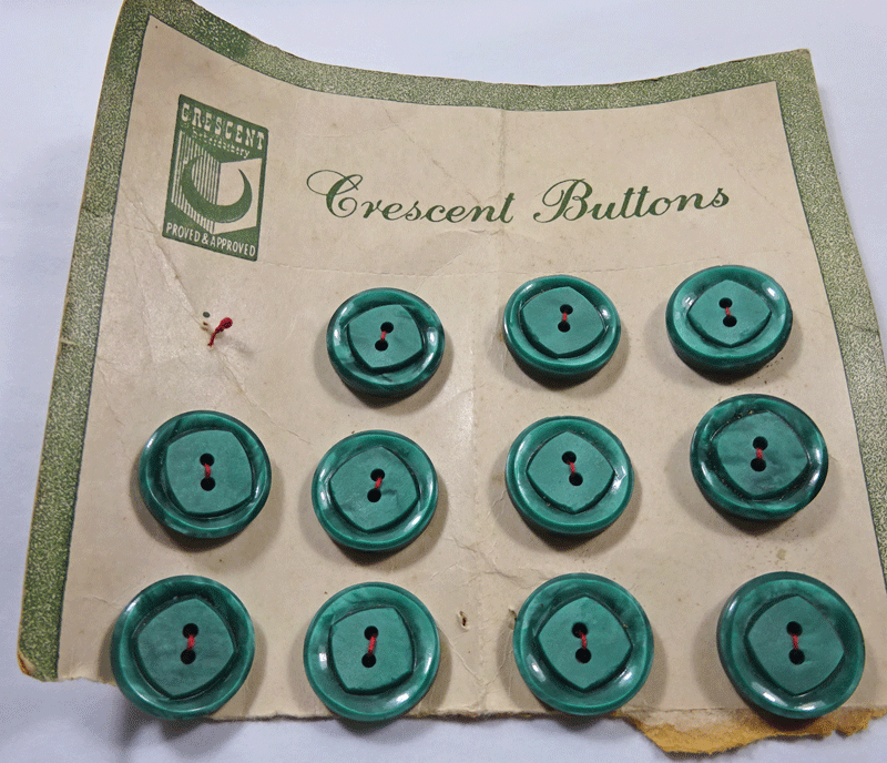 Part card of jade green buttons