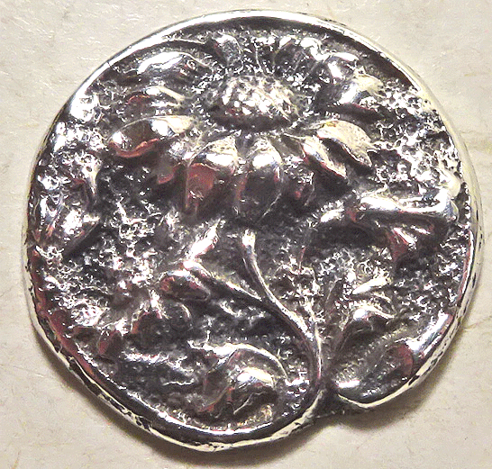 Small silver daisy button