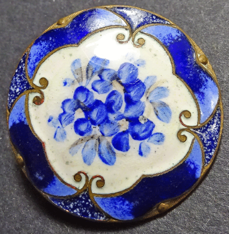 Blue flowers on enamel, Paris back