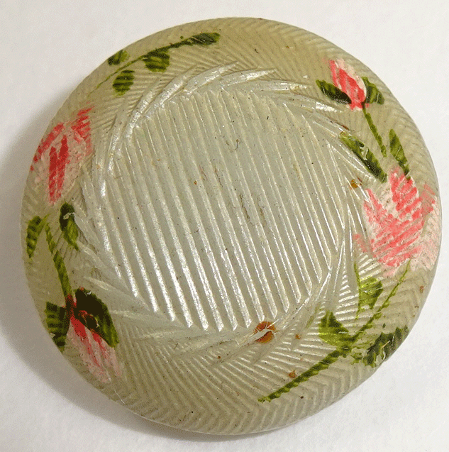 Opaque glass with painted border of roses