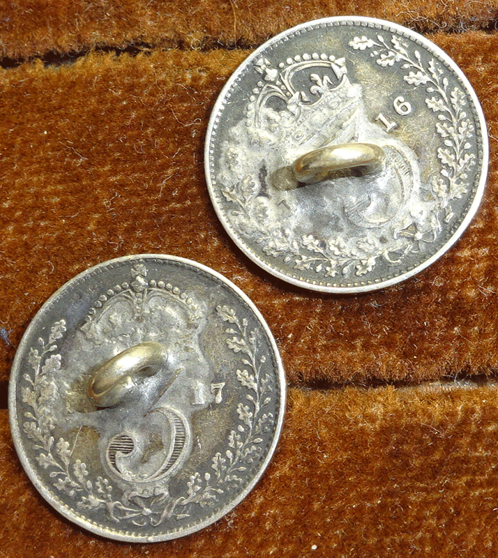 Silver button made from 3 pence coin - George V — VINTAGE BUTTON EMPORIUM