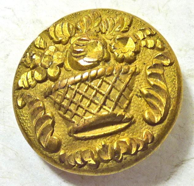 Small gilt metal basket of flowers