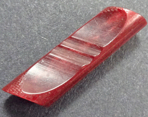 た*き様 2000s barak Angled Button Design Ja Long narrow dark red cylinder — VINTAGE BUTTON EMPORIUM