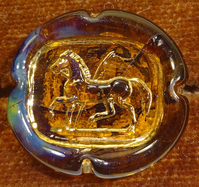 Toffee glass with gold winged horse