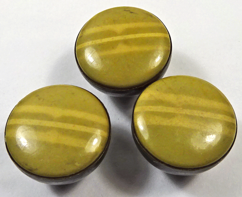Set of 3 striped celluloid in metal cup