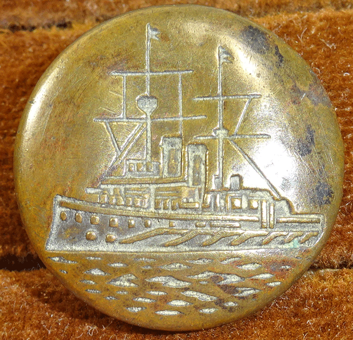 Ship button with both funnels and sails