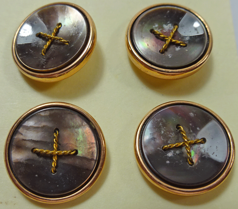 Set of 4 smokey pearl dress buttons, cross wires