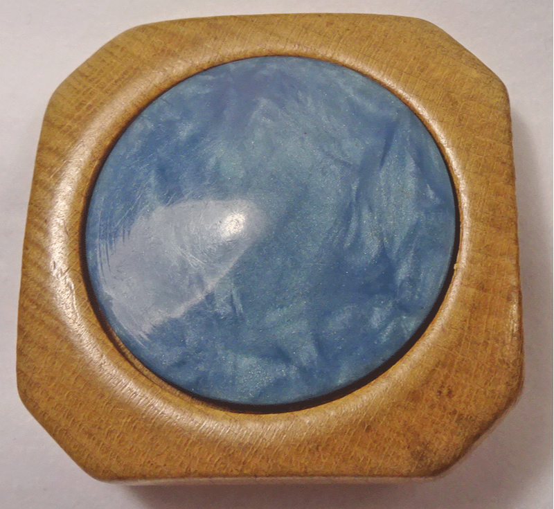 Large square wood with blue plastic centre