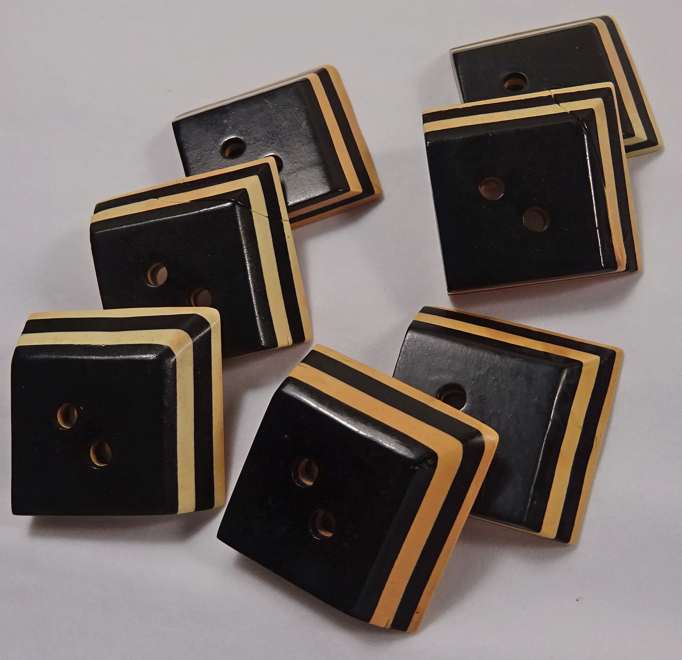 Set of 7 peach and black Art Deco square laminate
