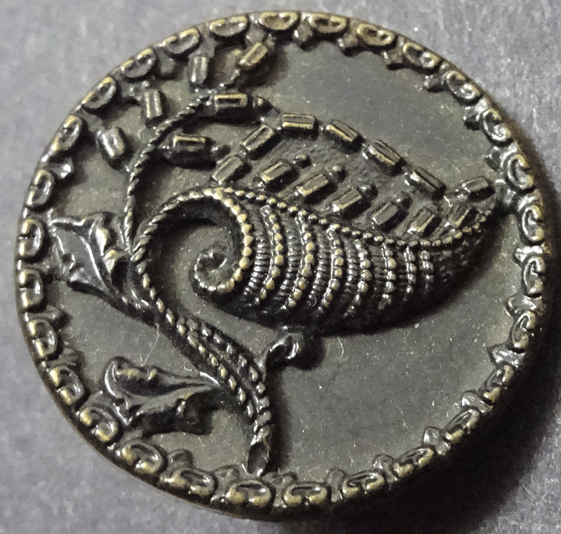 Victorian mourning button - black fern leaf