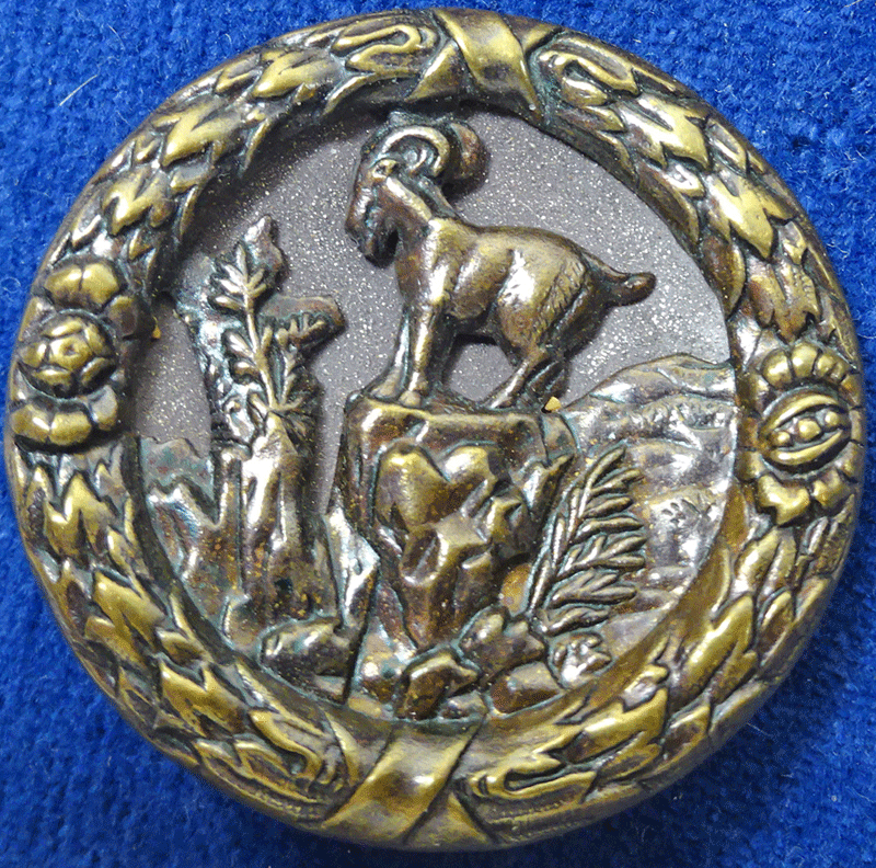 Large Victorian picture button - goat on rocks