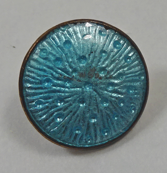 Small turquoise enamel dress button