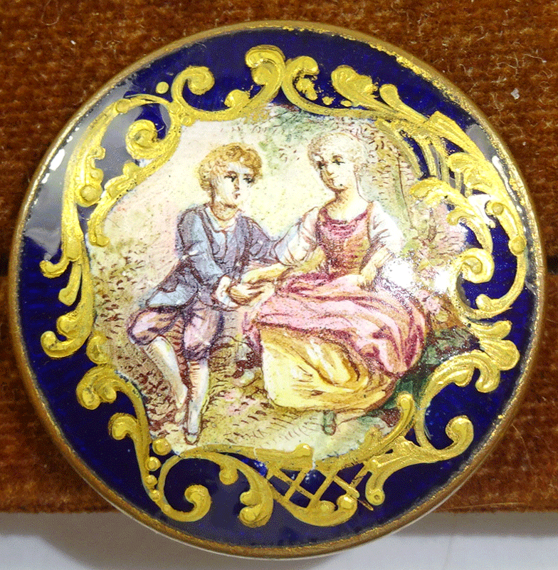 Romantic couple in Limoge type enamels
