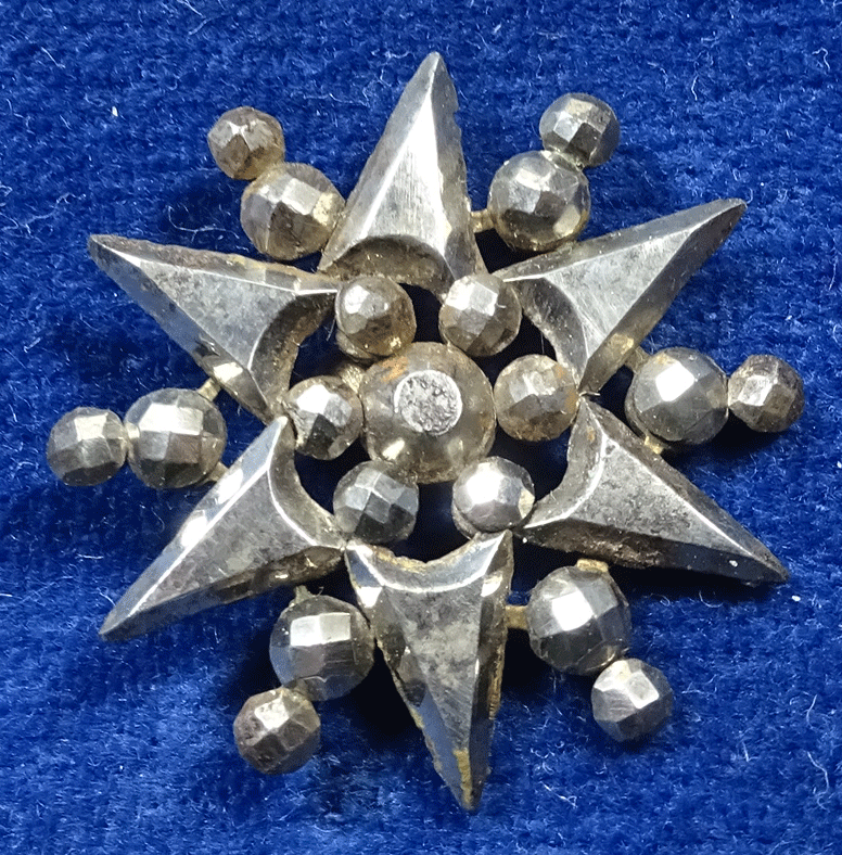 Antique cut steel star button