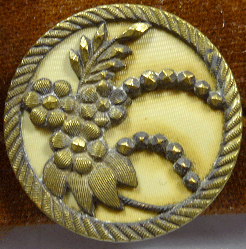 Exotic flower over cream celluloid