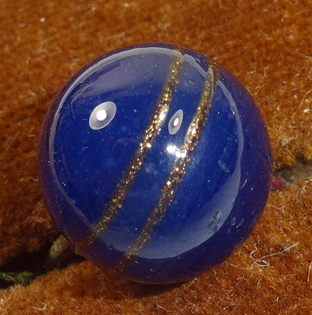 Blue glass with gold stripes, waistcoat ball button