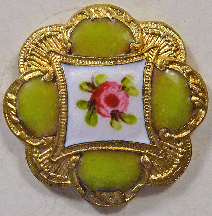 Green and white enamel, scalloped rim