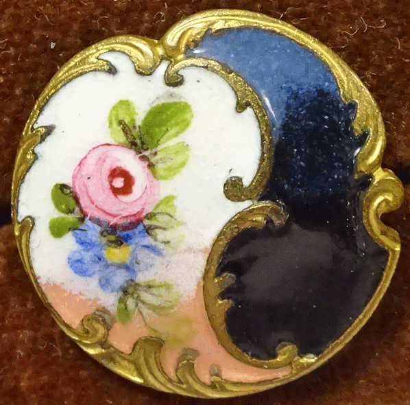 Blue and white rococo enamel, Paris back