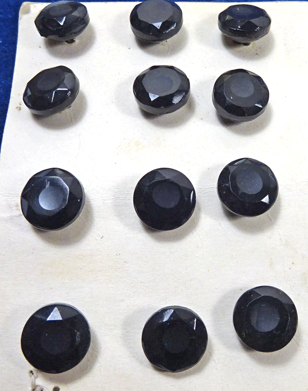 Set of 12 small black glass