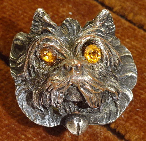Metal dog's head, stud shank