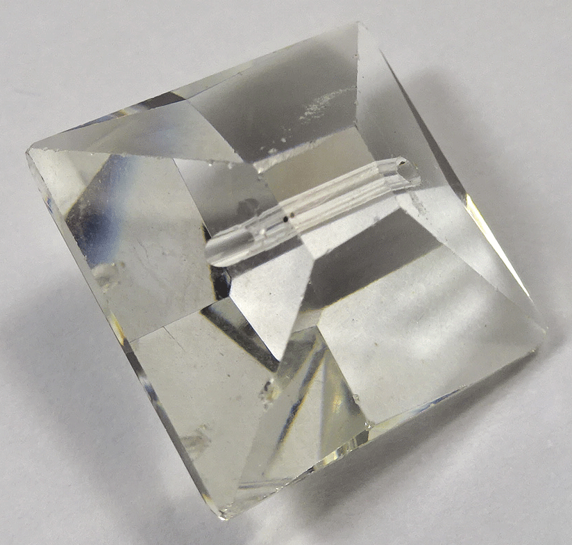Vintage square clear glass facetted button