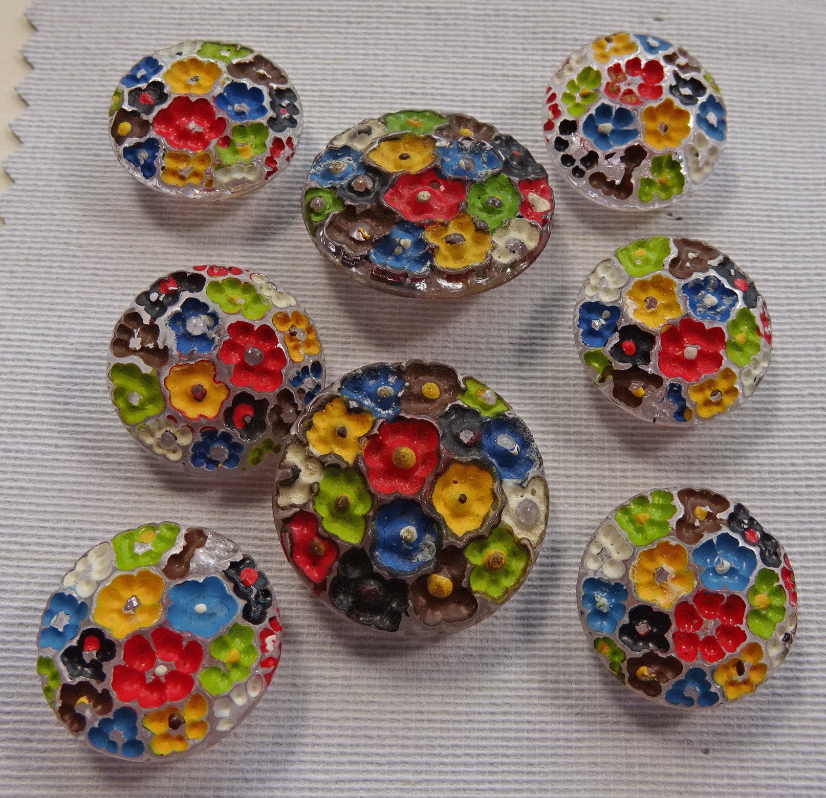 Vintage set of painted glass buttons