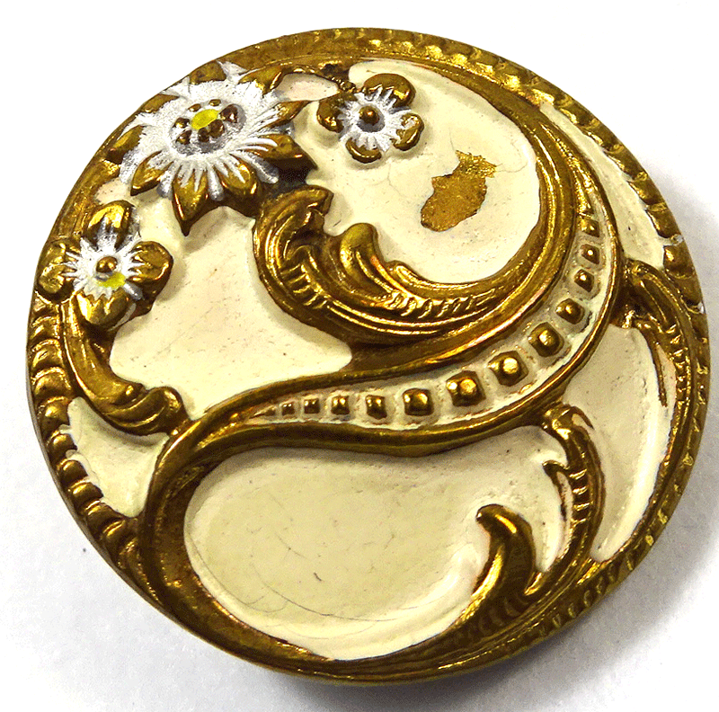 Painted cream and white metal