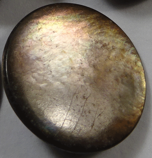 Set of 6 smokey pearl buttons, metal shank