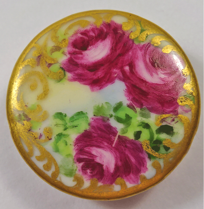 Porcelain red roses, stud type shank