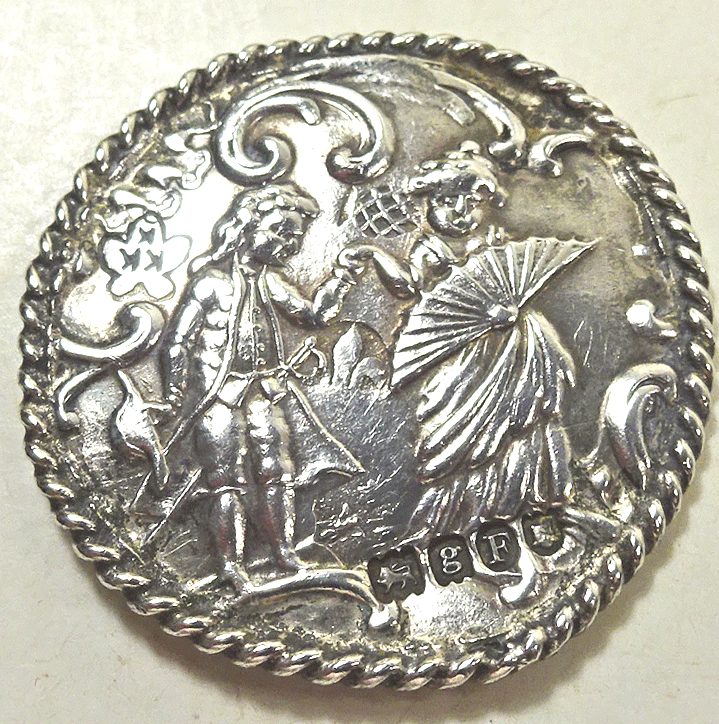 Dutch silver, courting couple, import mark London 1902