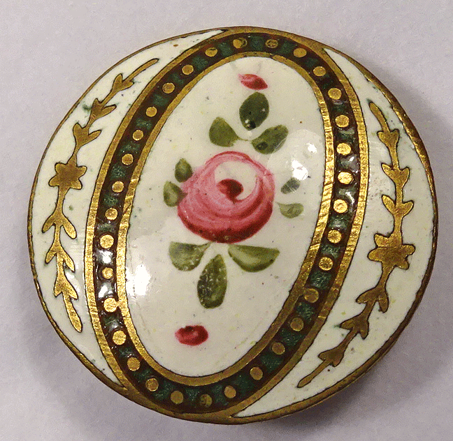 White enamel with pink rose