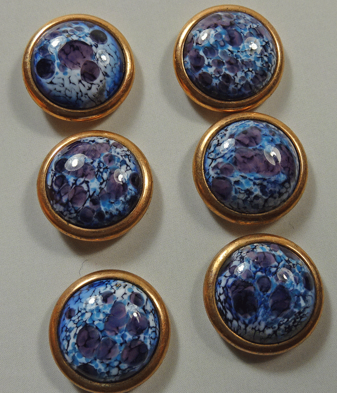 Set of 6 marbled glass waistcoat buttons