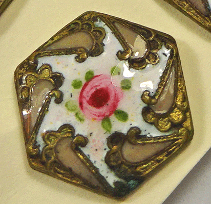 Small white enamel on hexagon