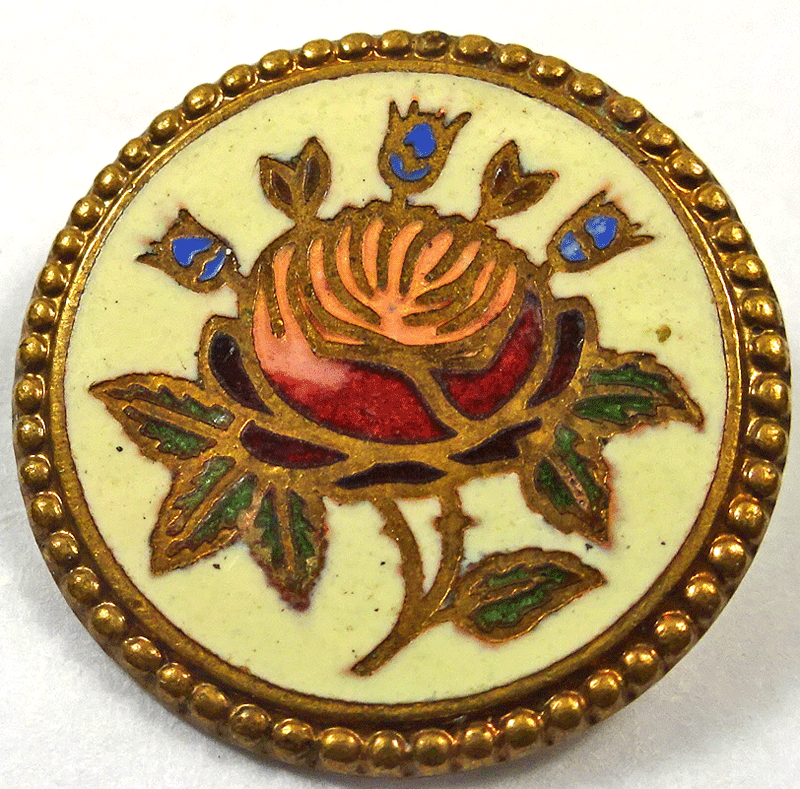 Pink rose on cream enamel