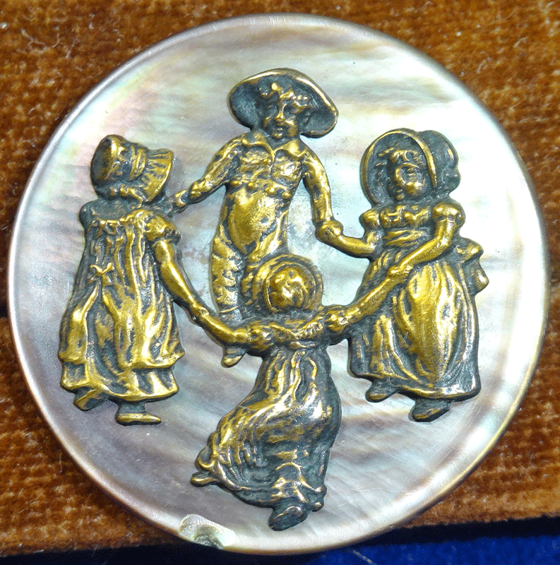 Kate Greenaway Ring-A-Ring-A-Roses, metal on pearl