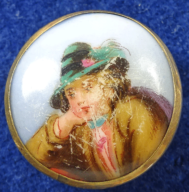 Porcelain portrait with bone stud shank