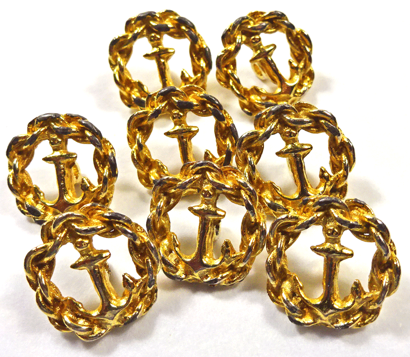 Set of 8 gilt metal anchors