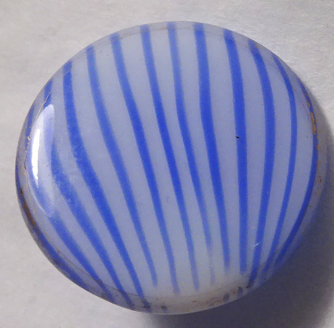Blue and white striped glass
