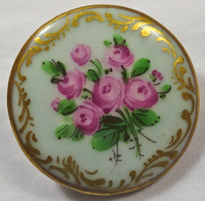 Hand painted roses on pale green porcelain