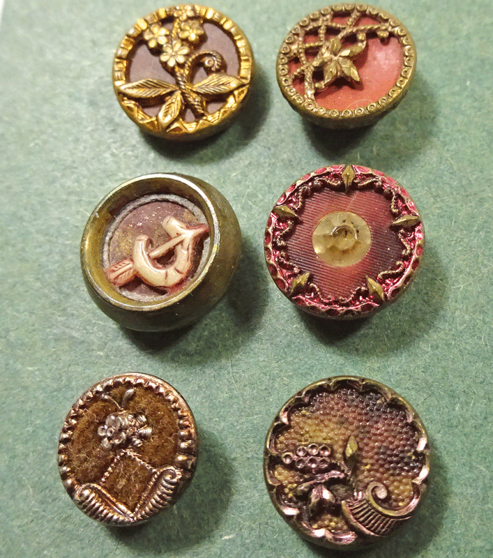 Set of 6 Austrian tinies, shades of red