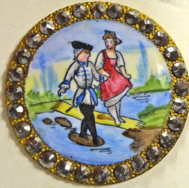 Enamel figures on stepping stones
