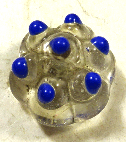 Small clear glass with painted blue dots